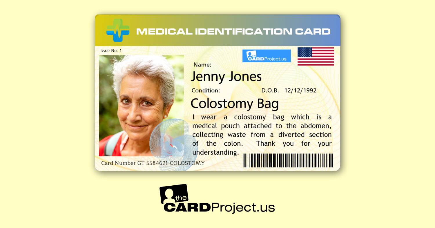 Premium Colostomy Bag Medical Card (FRONT)